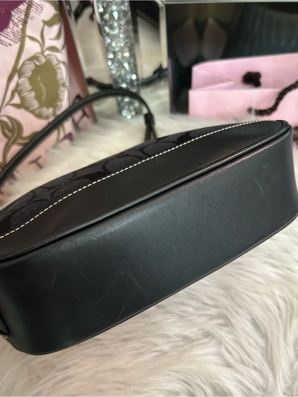Y2K Vintage COACH 6094 Demi Black Signature Logo Baguette Bag